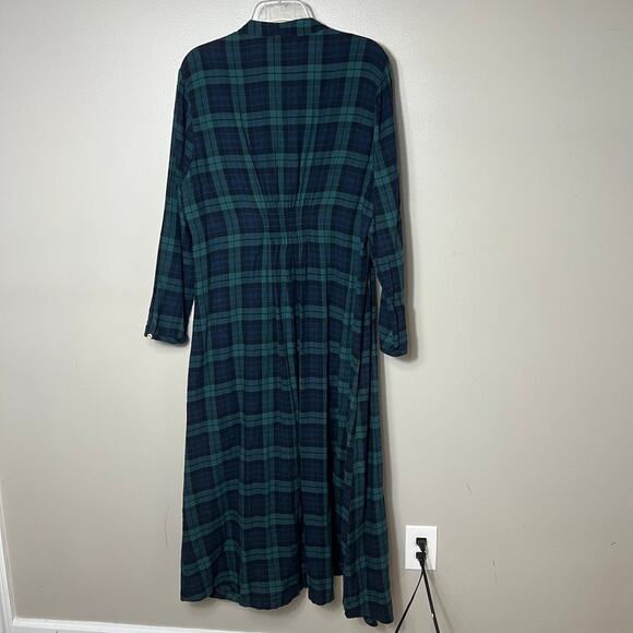 NWT Anthropologie Sylvan Plaid Shirtdress Tartan Green Blue Holiday Women XL - Picture 9 of 10